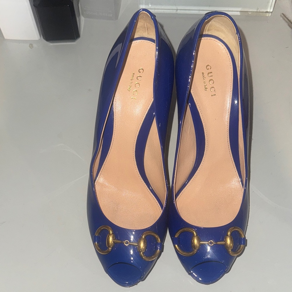 Gucci Women's Royal Blue Peep-Toe Heels